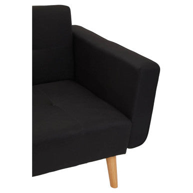 Black upholstered armchair with wooden legs from the hansa hagen black linen corner sofa bed collection