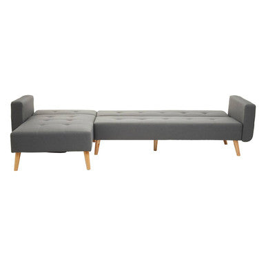 Gray tufted hansa hagen grey linen corner sofa bed with light wood legs and comfy linen corner sofa design