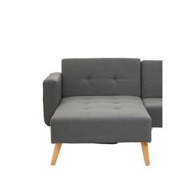 Gray tufted hansa hagen grey linen corner sofa bed with wooden legs perfect as a stylish linen corner sofa bed
