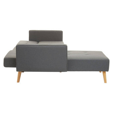 Modern grey linen corner sofa bed with light wood legs in hansa hagen grey linen corner design