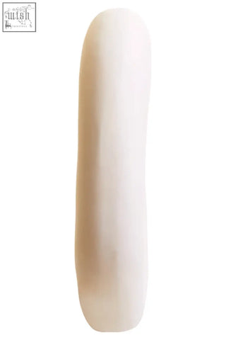 Hapax abstract cream sculpture with a smooth cream finish and subtle vertical striations in off-white color