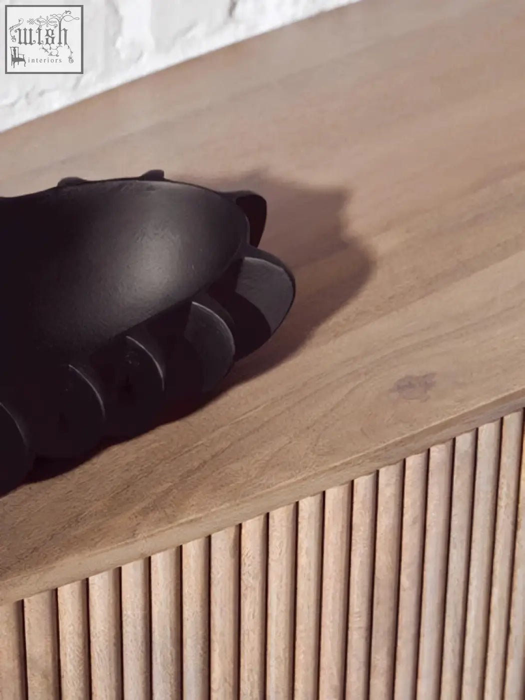 Black glossy leather sandal hapax black bowl with scalloped edge design and defined edges for stylish coffee tables