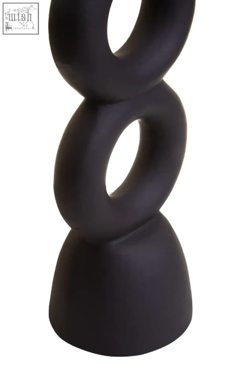 Black matte ceramic candle holder with three stacked rings ideal for large black candle display
