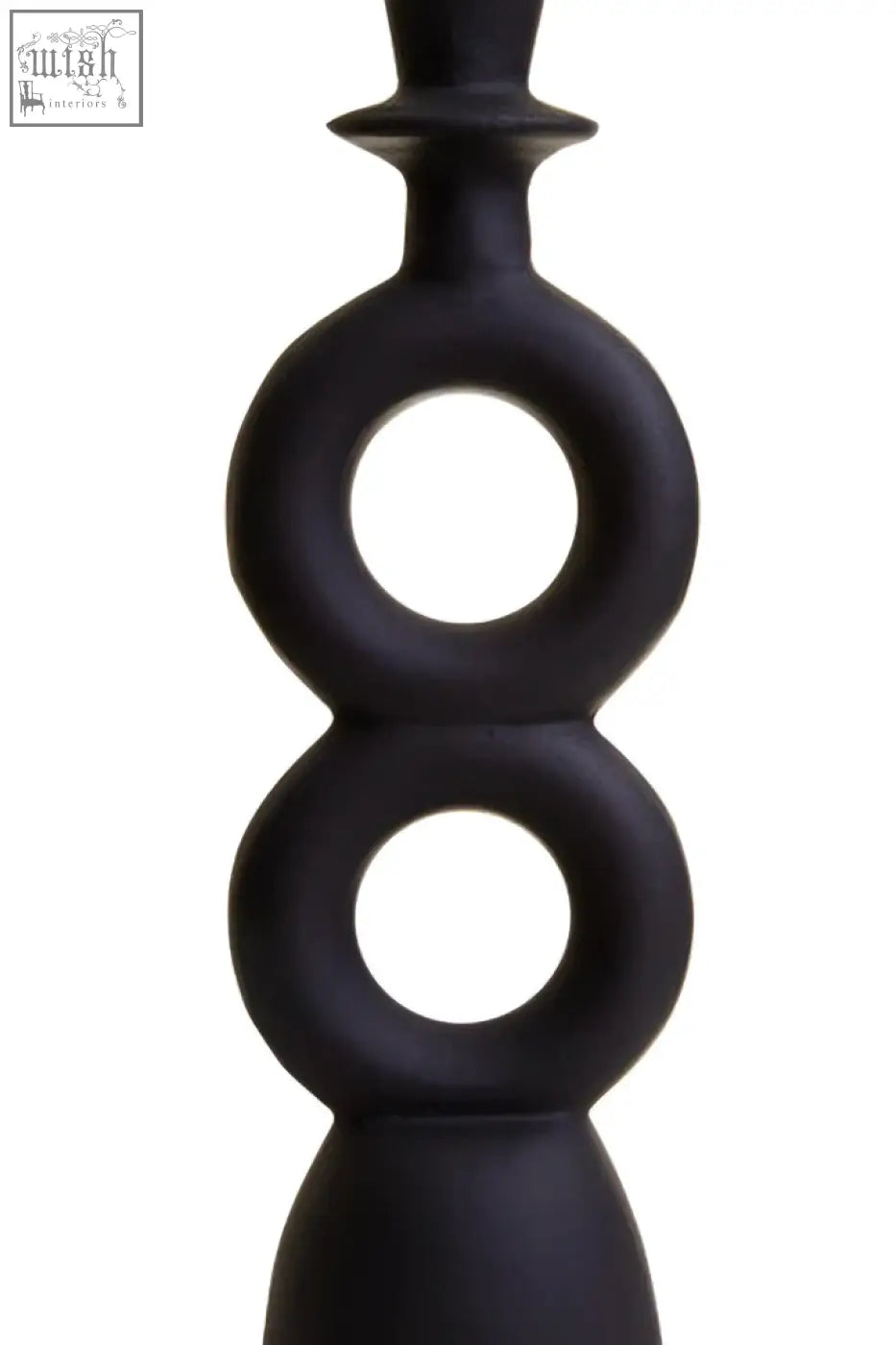 Hapax large black candle holder made of matte black ceramic with stacked circular rings for candles