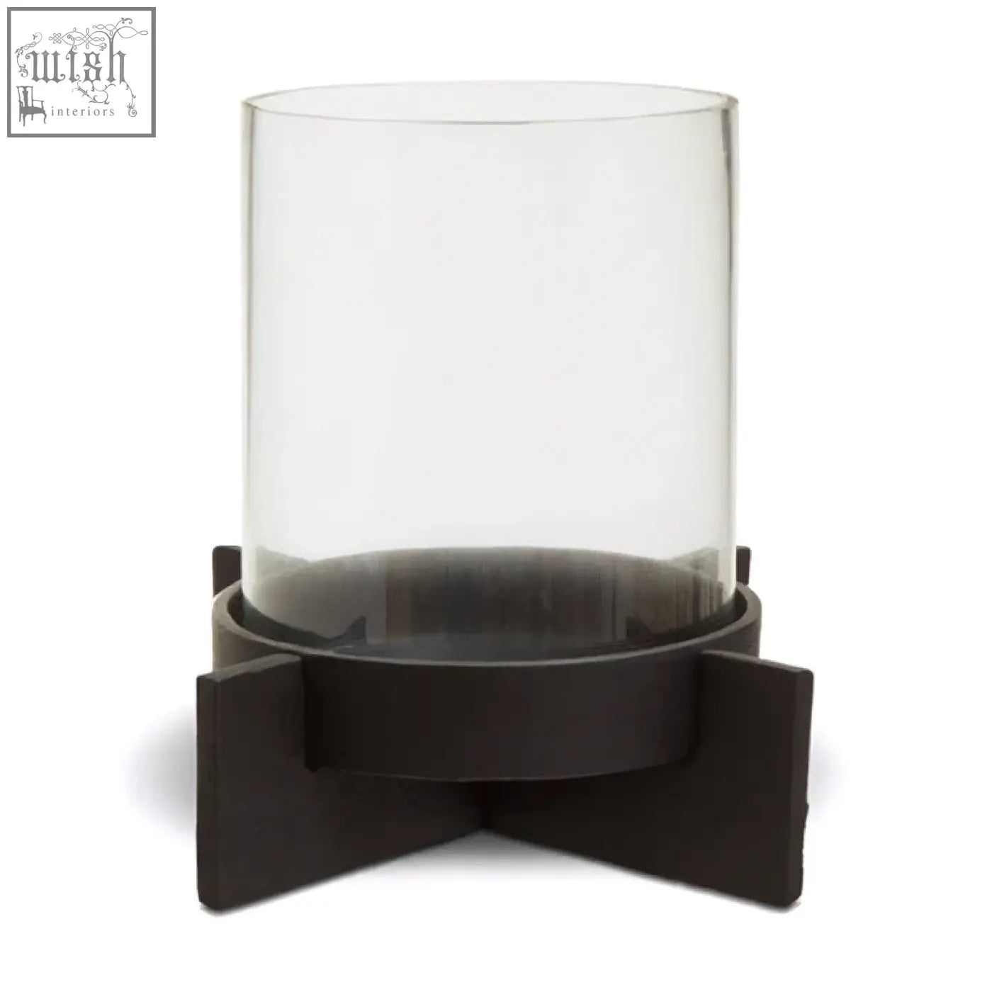 Clear glass candle holder with sleek black finish metal base hapax large matt black finish candle holder