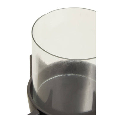 Clear plastic lid with black metallic base for hapax small matt black finish candle holder with black finish candle