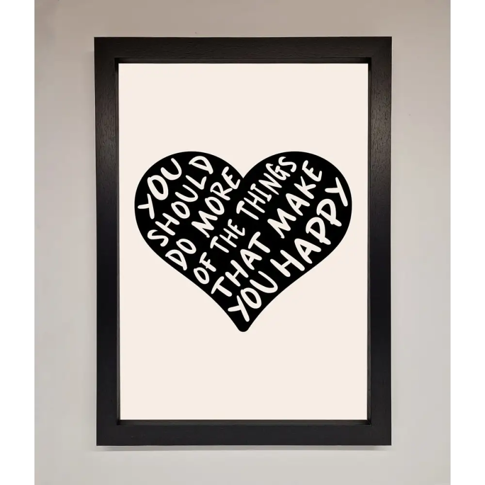 Happy Heart Framed Print - A3 (29.7 x 42 cm) / Black - Framed Print