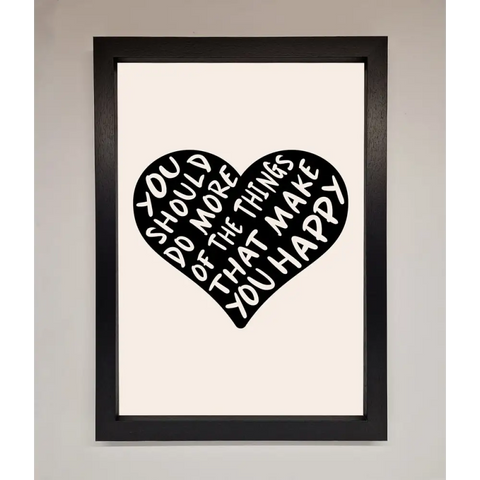 Happy Heart Framed Print - A3 (29.7 x 42 cm) / Black - Framed Print