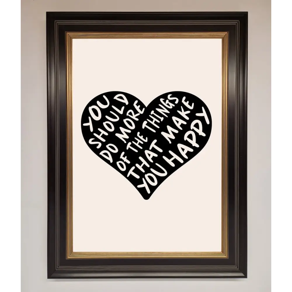 Happy Heart Framed Print - A3 (29.7 x 42 cm) / Black Gold - Framed Print