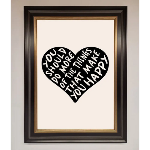 Happy Heart Framed Print - A3 (29.7 x 42 cm) / Black Gold - Framed Print