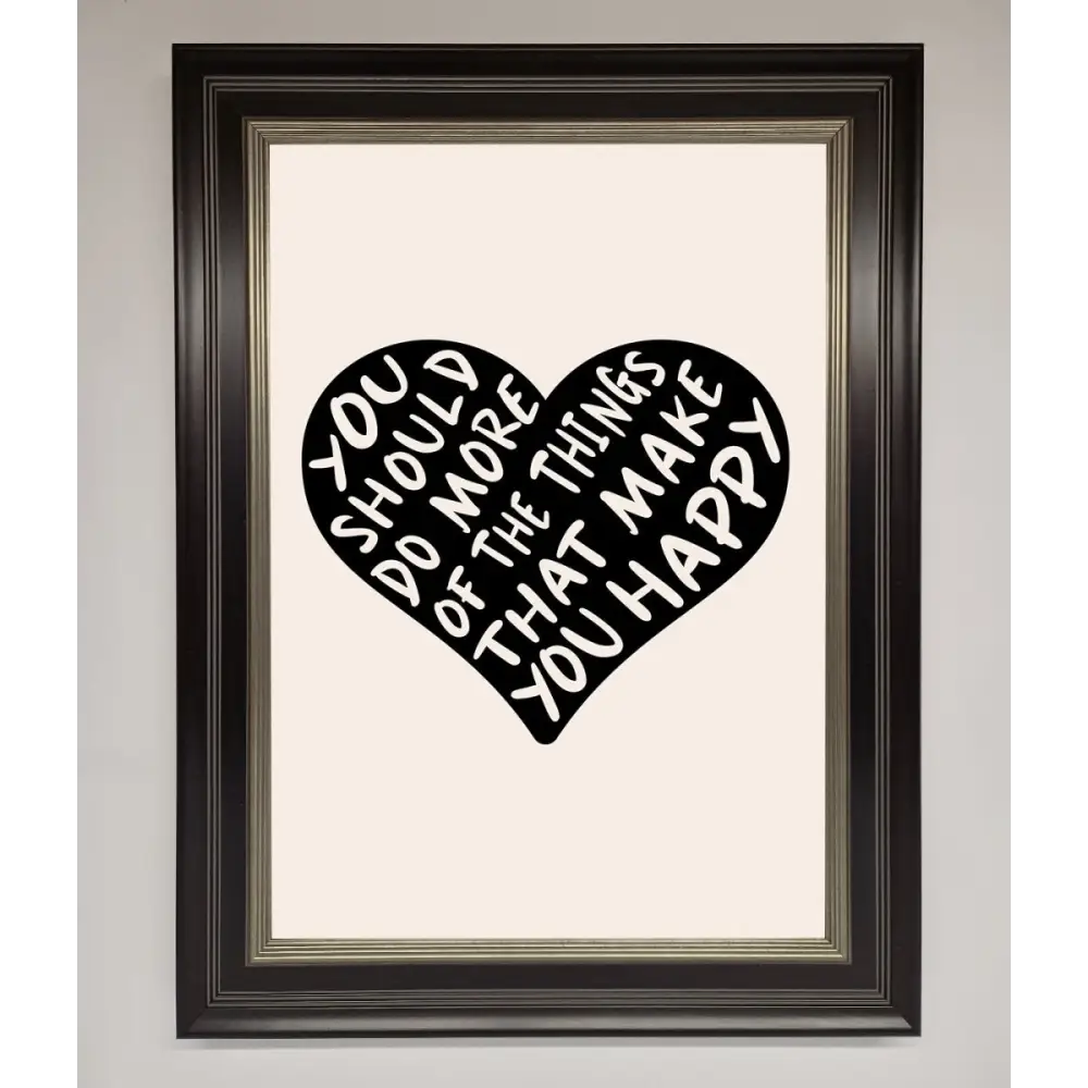 Happy Heart Framed Print - A3 (29.7 x 42 cm) / Black Silver - Framed Print