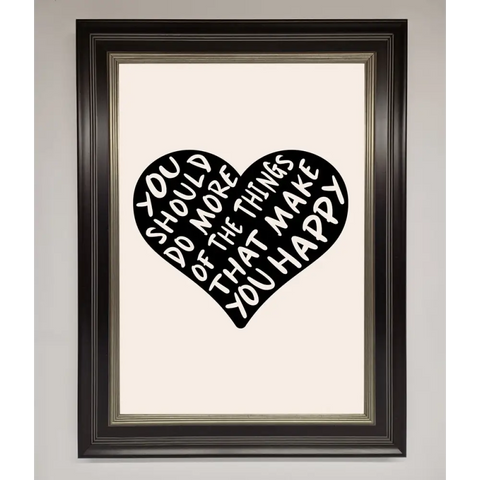 Happy Heart Framed Print - A3 (29.7 x 42 cm) / Black Silver - Framed Print