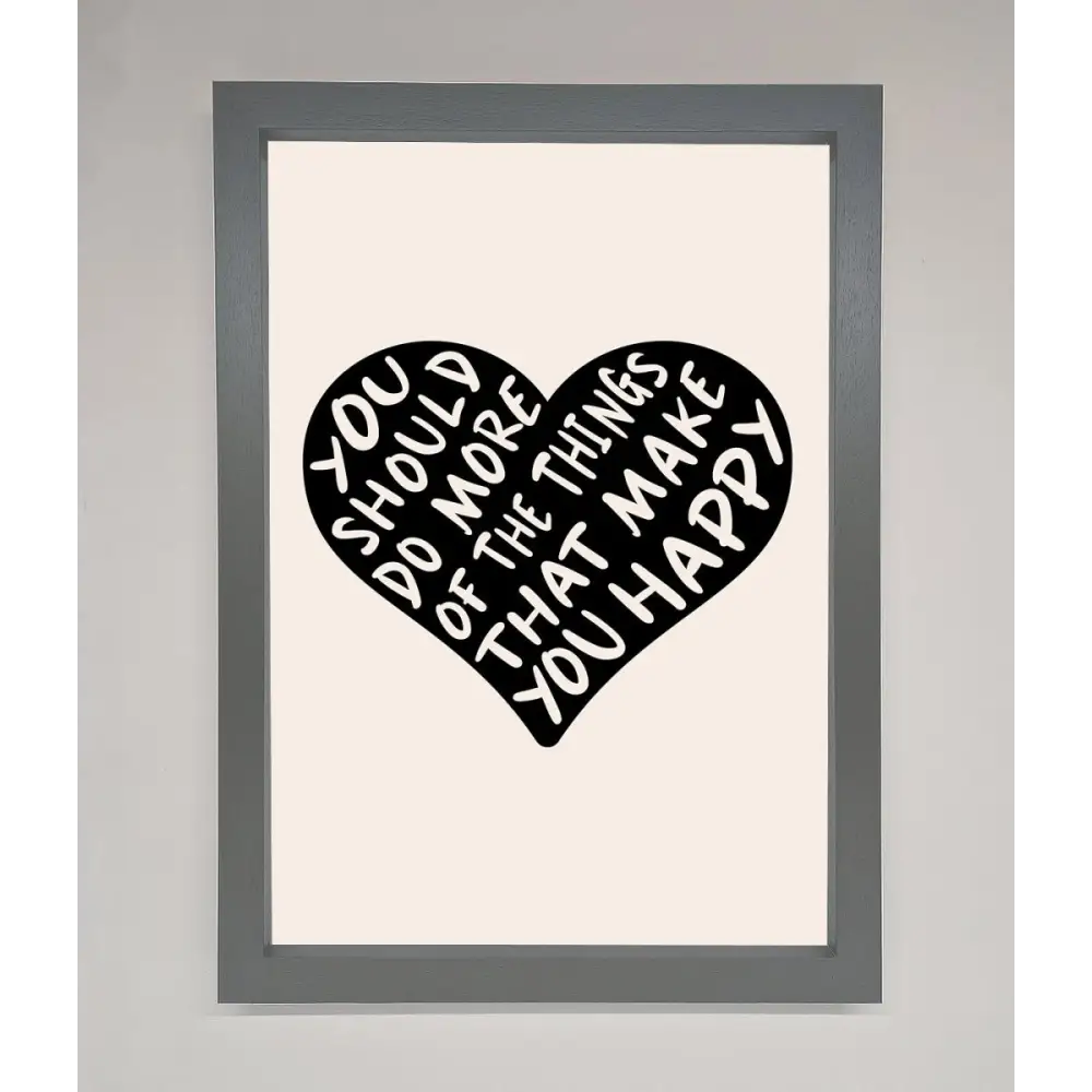 Happy Heart Framed Print - A3 (29.7 x 42 cm) / Dark Grey - Framed Print
