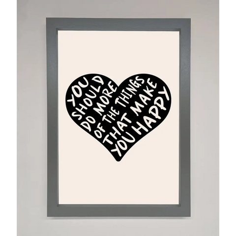 Happy Heart Framed Print - A3 (29.7 x 42 cm) / Dark Grey - Framed Print