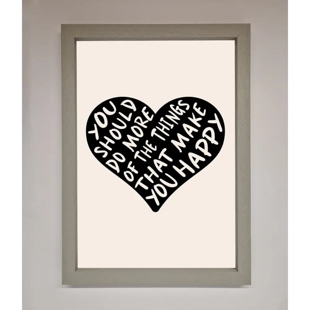 Happy Heart Framed Print - A3 (29.7 x 42 cm) / Grey - Framed Print