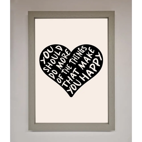 Happy Heart Framed Print - A3 (29.7 x 42 cm) / Grey - Framed Print