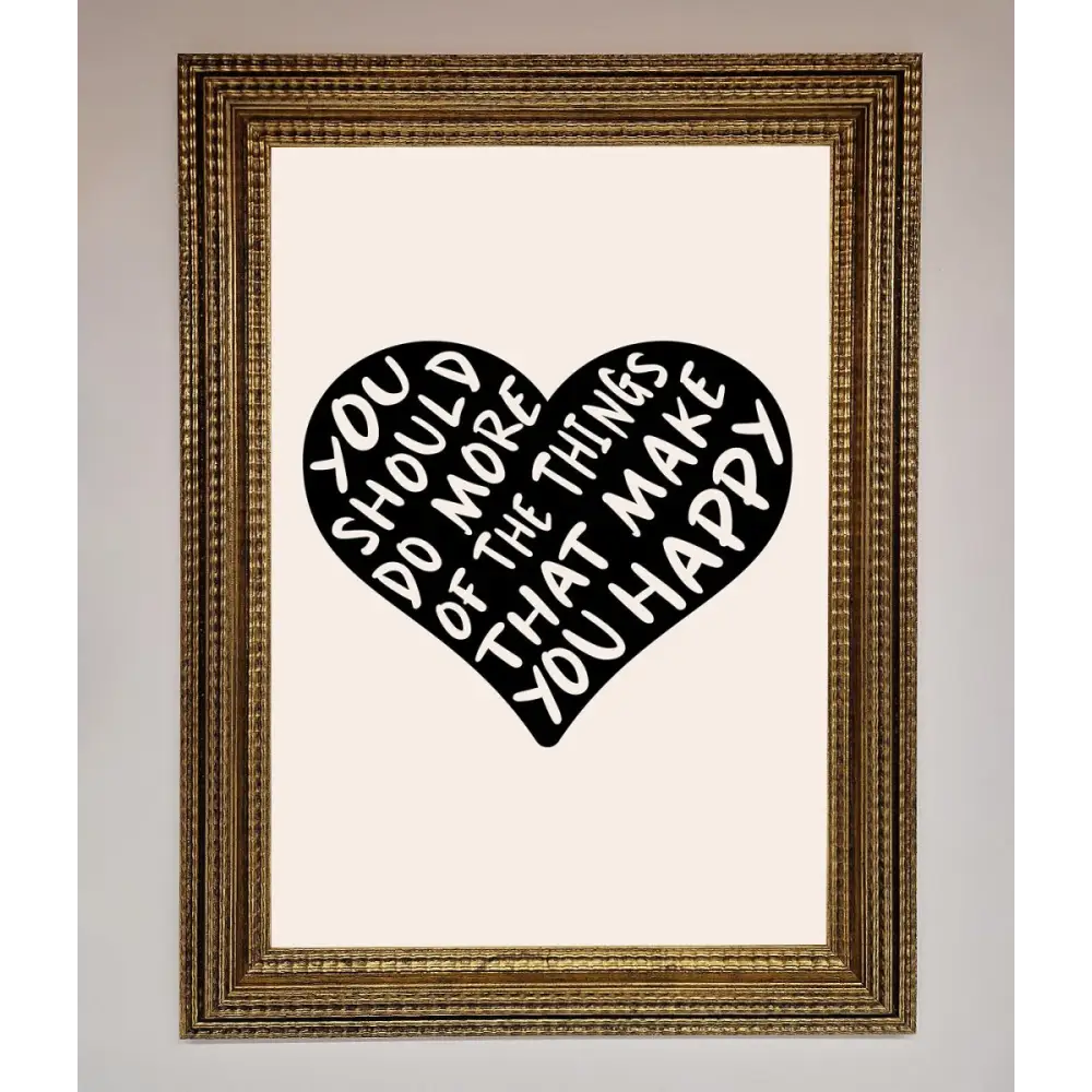 Happy Heart Framed Print - A3 (29.7 x 42 cm) / Ornate Gold - Framed Print