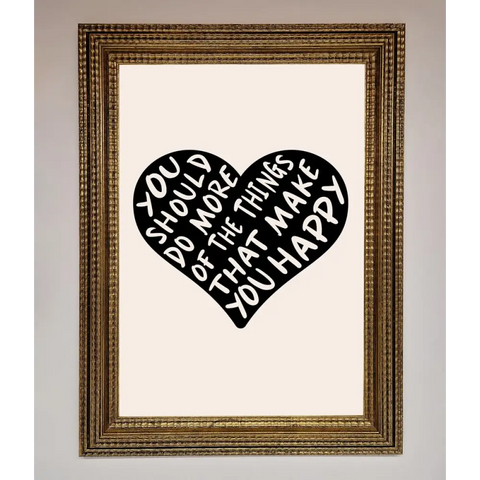 Happy Heart Framed Print - A3 (29.7 x 42 cm) / Ornate Gold - Framed Print
