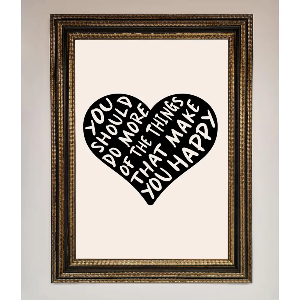 Happy Heart Framed Print - A3 (29.7 x 42 cm) / Ornate Gold Black - Framed Print