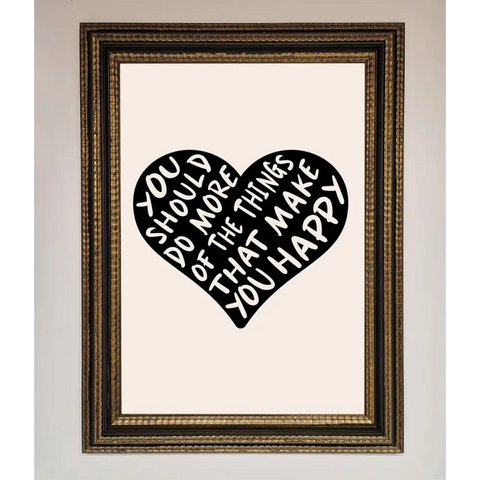 Happy Heart Framed Print - A3 (29.7 x 42 cm) / Ornate Gold Black - Framed Print
