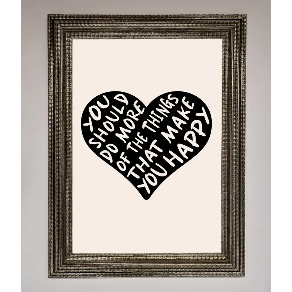 Happy Heart Framed Print - A3 (29.7 x 42 cm) / Ornate Silver - Framed Print
