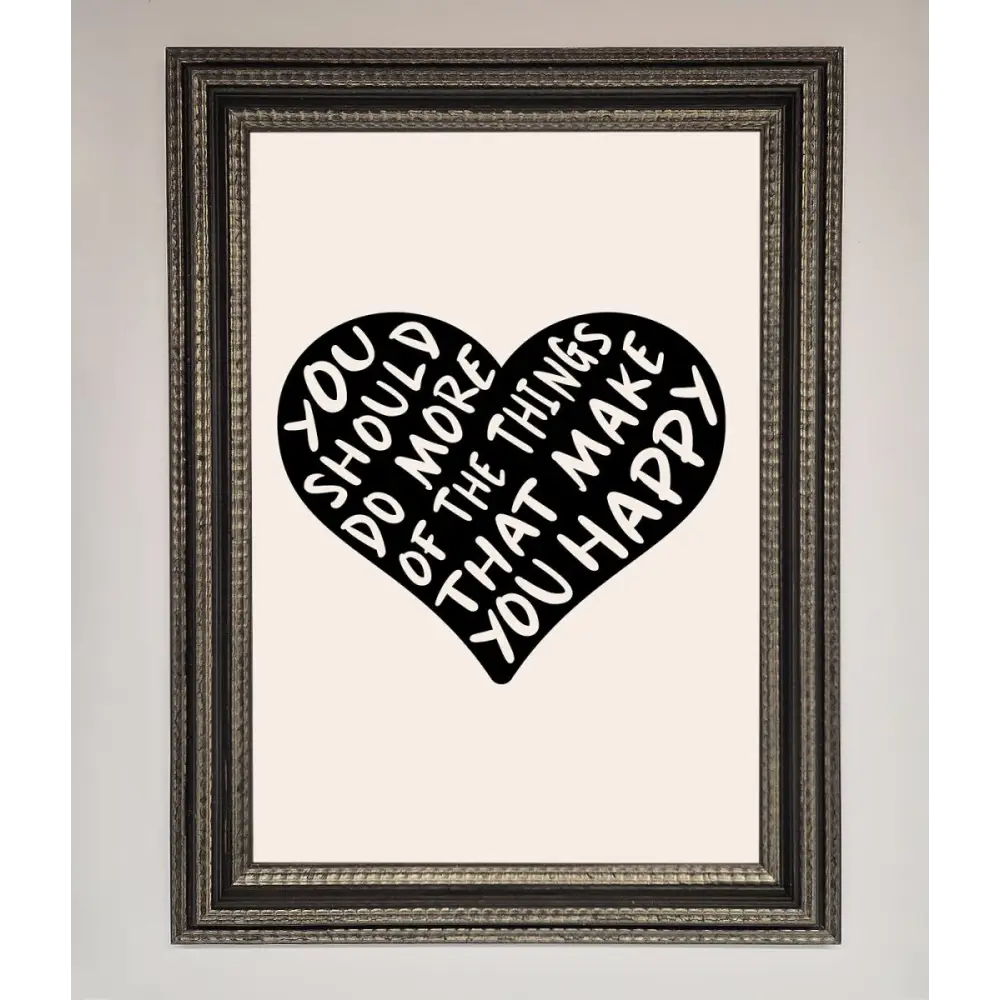 Happy Heart Framed Print - A3 (29.7 x 42 cm) / Ornate Silver Black - Framed Print