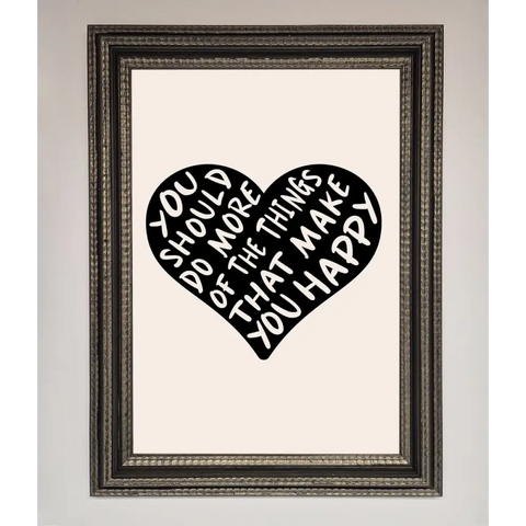 Happy Heart Framed Print - A3 (29.7 x 42 cm) / Ornate Silver Black - Framed Print