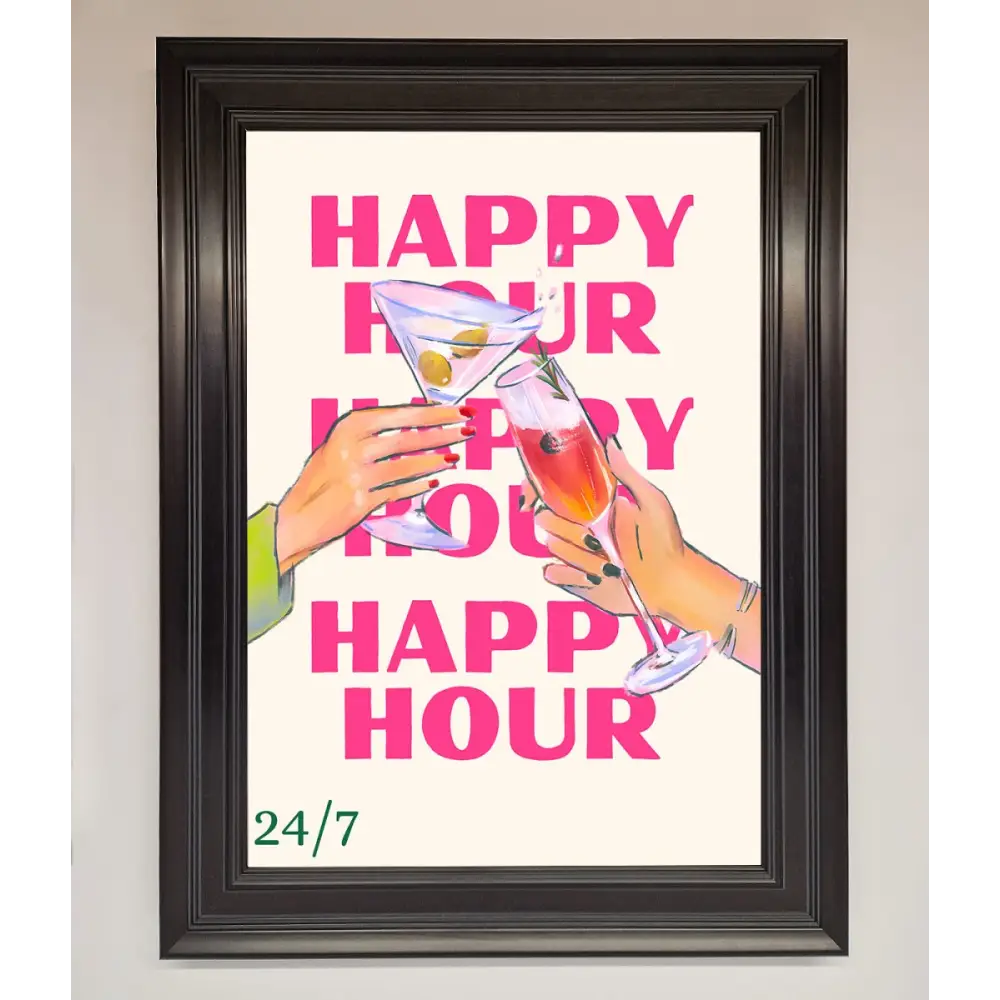 Happy Hour Framed Poster - A1 (59.4 x 84.1 cm) / Matt Black - Framed Print