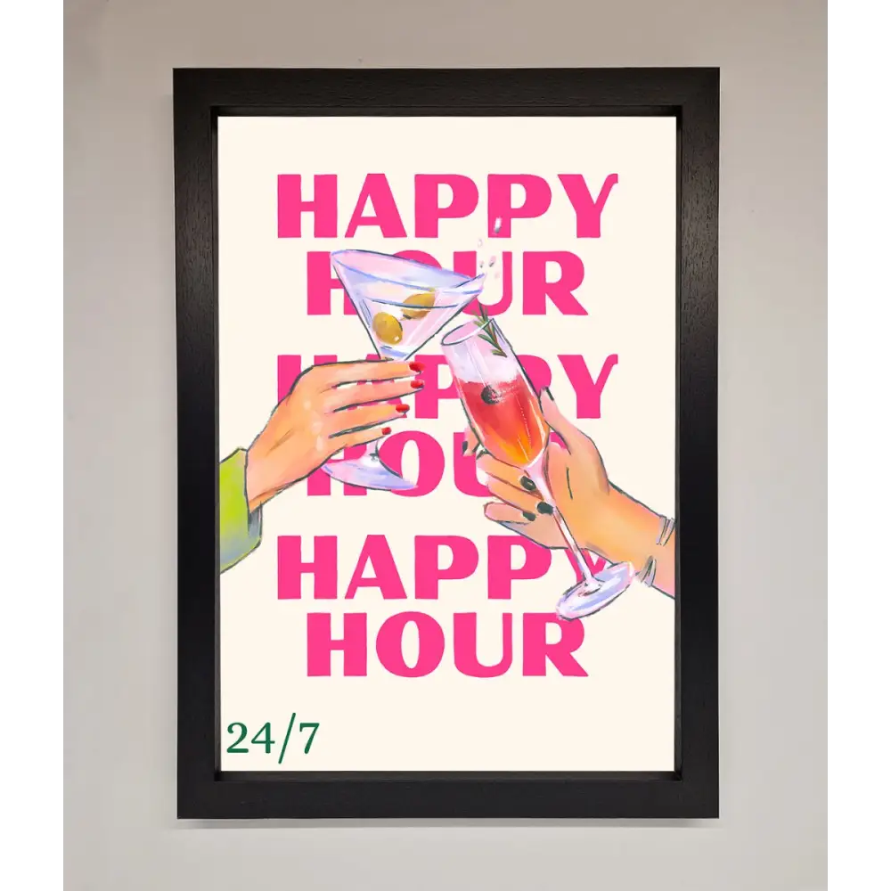 Happy Hour Framed Poster - A3 (29.7 x 42 cm) / Black - Framed Print