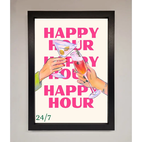 Happy Hour Framed Poster - A3 (29.7 x 42 cm) / Black - Framed Print