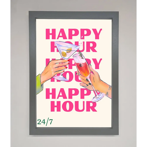 Happy Hour Framed Poster - A3 (29.7 x 42 cm) / Dark Grey - Framed Print