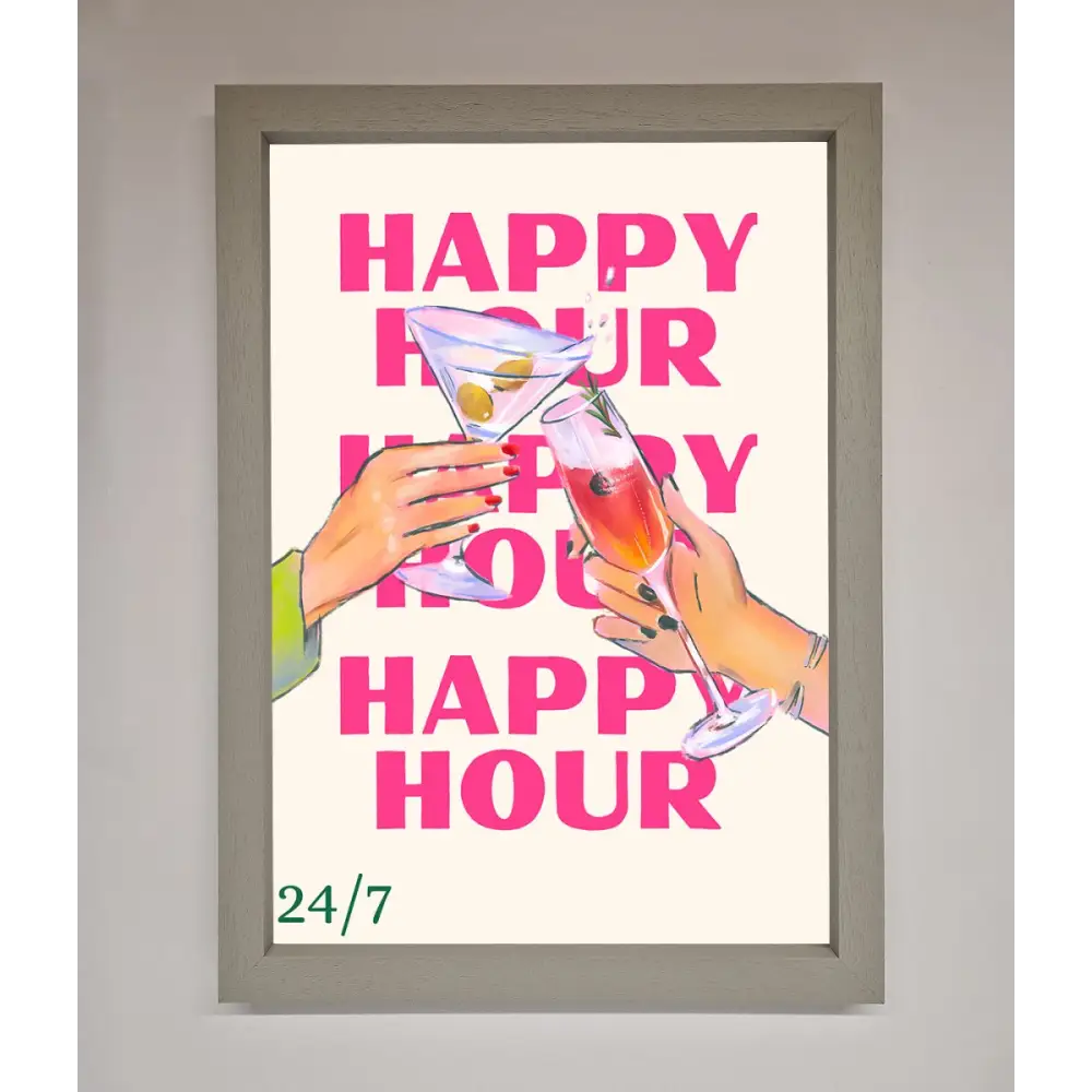 Happy Hour Framed Poster - A3 (29.7 x 42 cm) / Grey - Framed Print