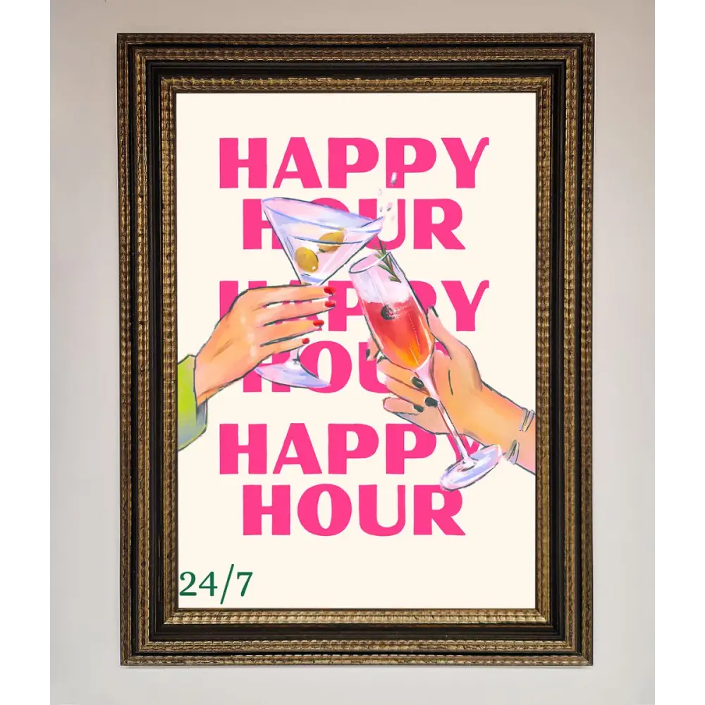 Happy Hour Framed Poster - A3 (29.7 x 42 cm) / Ornate Gold Black - Framed Print
