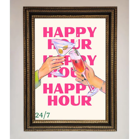 Happy Hour Framed Poster - A3 (29.7 x 42 cm) / Ornate Gold Black - Framed Print
