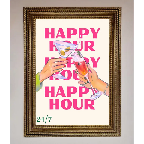 Happy Hour Framed Poster - A3 (29.7 x 42 cm) / Ornate Gold - Framed Print