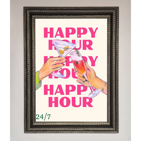 Happy Hour Framed Poster - A3 (29.7 x 42 cm) / Ornate Silver Black - Framed Print