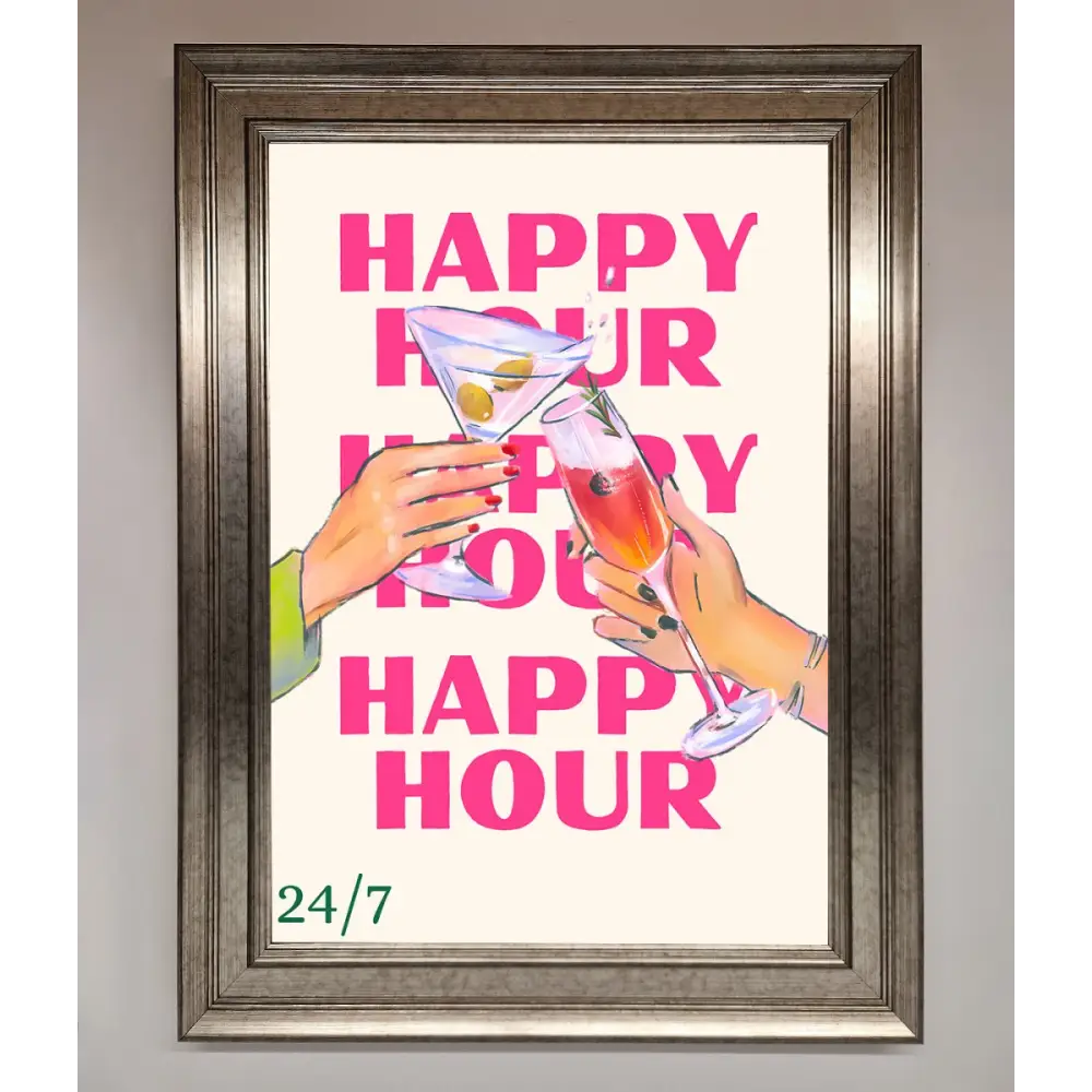 Happy Hour Framed Poster - A3 (29.7 x 42 cm) / Silver - Framed Print