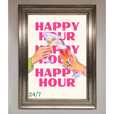 Happy Hour Framed Poster - A3 (29.7 x 42 cm) / Silver - Framed Print