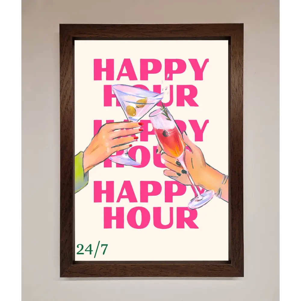 Happy Hour Framed Poster - A3 (29.7 x 42 cm) / Walnut - Framed Print
