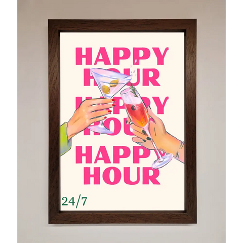 Happy Hour Framed Poster - A3 (29.7 x 42 cm) / Walnut - Framed Print