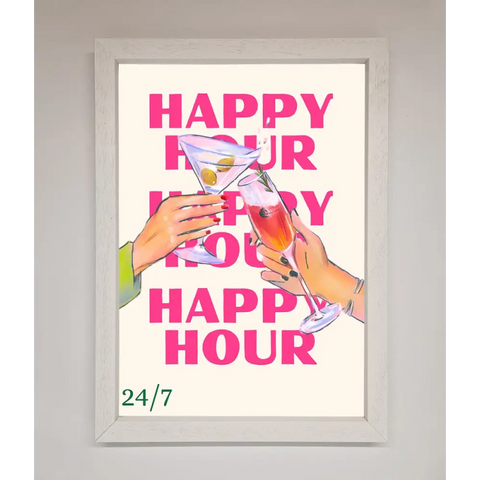 Happy Hour Framed Poster - A3 (29.7 x 42 cm) / White - Framed Print