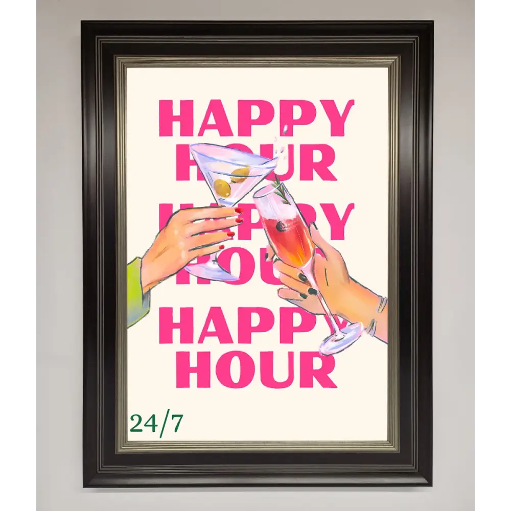 Happy Hour Framed Poster - B0 (100 x 141 cm) / Black Silver - Framed Print
