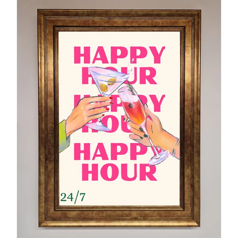 Happy Hour Framed Poster - B0 (100 x 141 cm) / Bronze - Framed Print