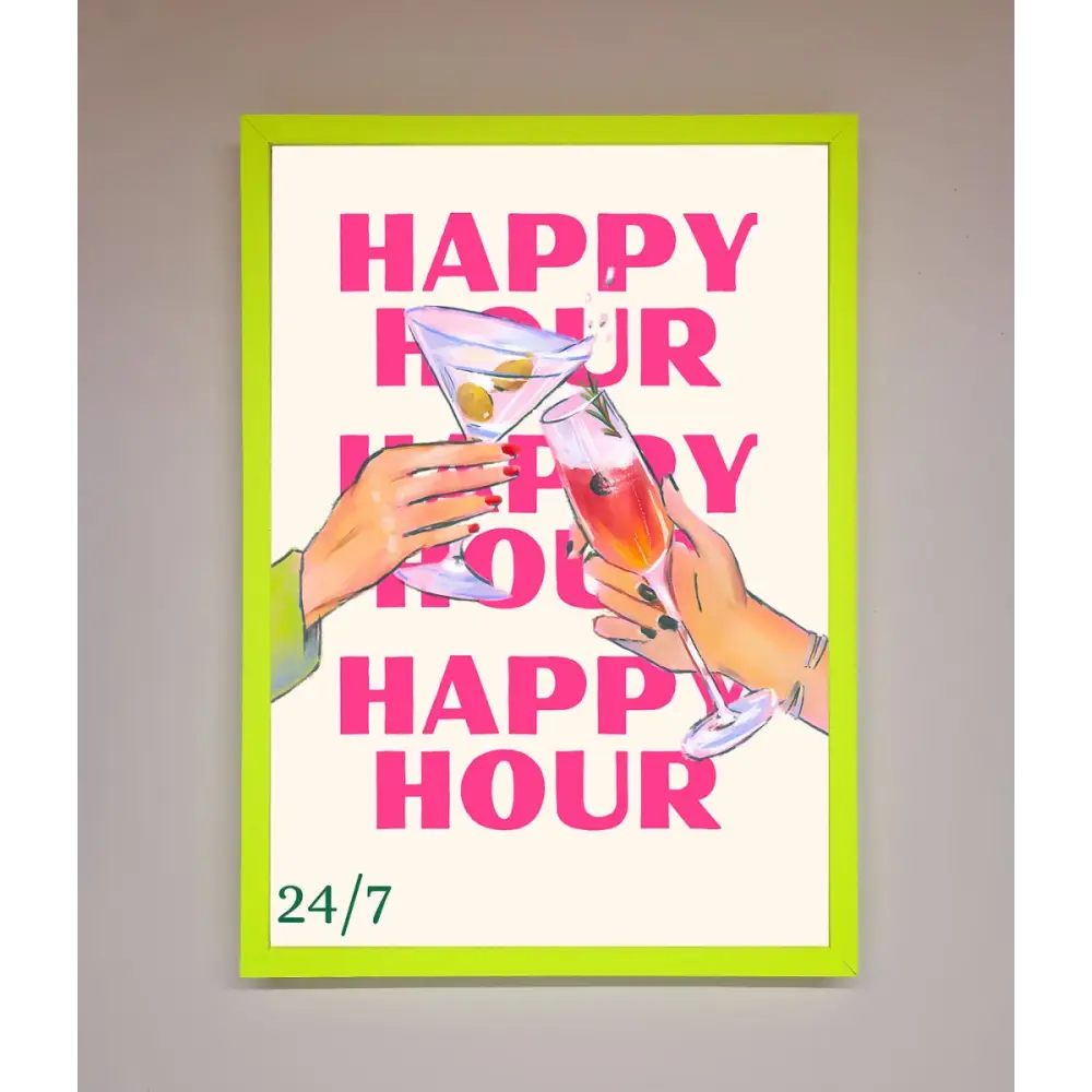 Happy Hour Framed Poster - B0 (100 x 141 cm) / Neon Green - Framed Print