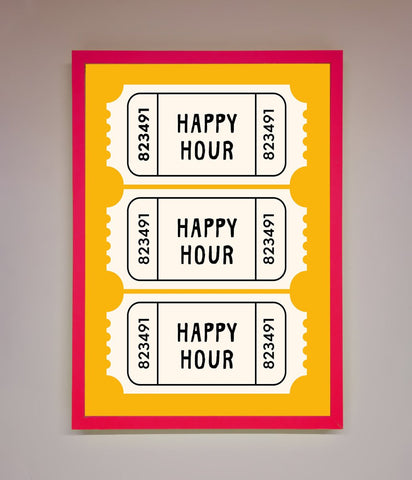 Happy Hour Mustard Framed Wall Art