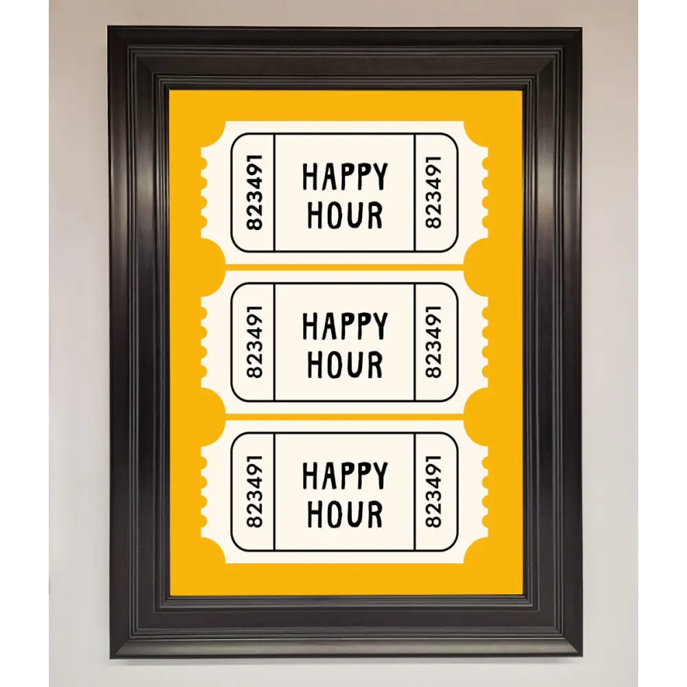 Happy Hour Mustard Framed Wall Art - A1 (59.4 x 84.1 cm) / Matt Black - Framed Print
