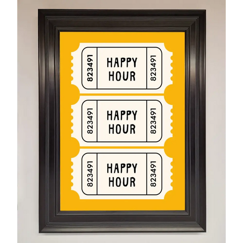 Happy Hour Mustard Framed Wall Art - A1 (59.4 x 84.1 cm) / Matt Black - Framed Print