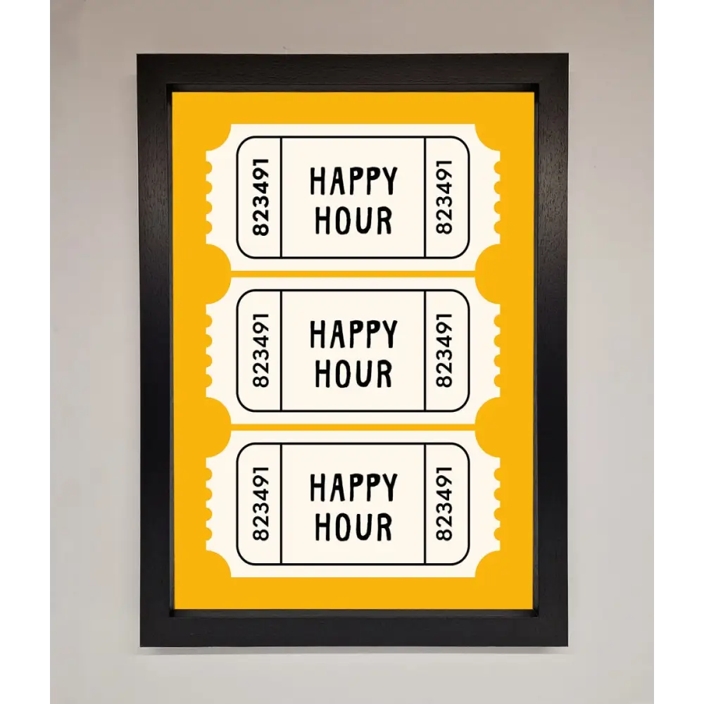 Happy Hour Mustard Framed Wall Art - A3 (29.7 x 42 cm) / Black - Framed Print