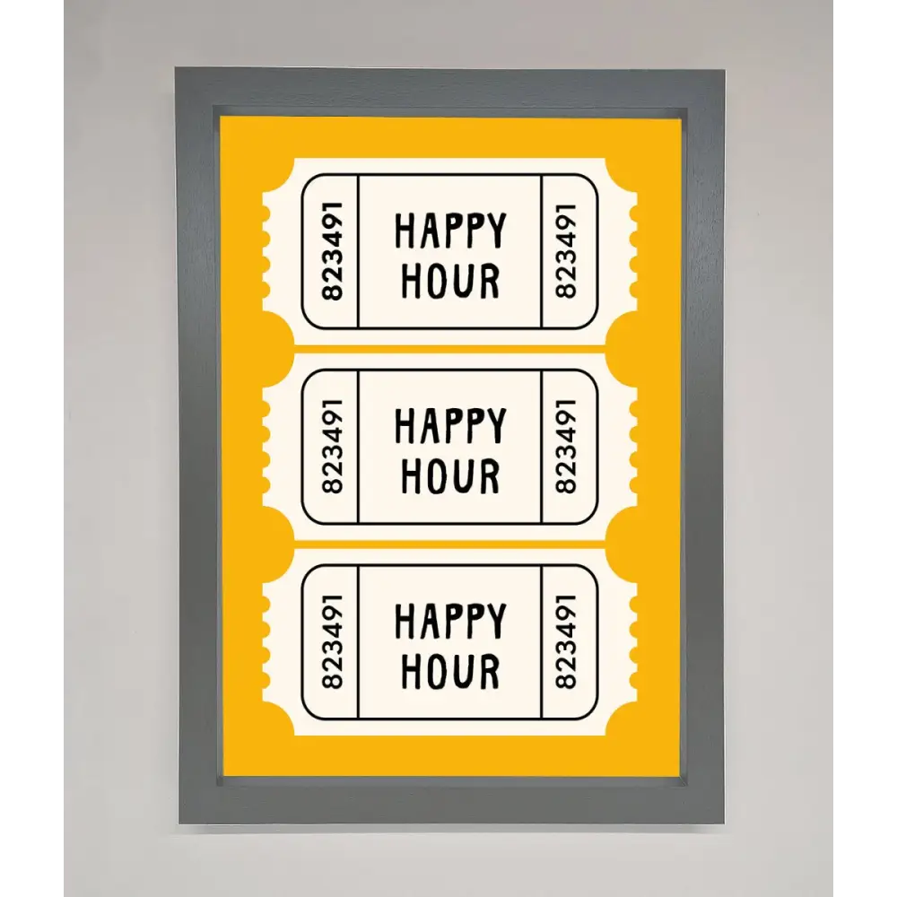 Happy Hour Mustard Framed Wall Art - A3 (29.7 x 42 cm) / Dark Grey - Framed Print