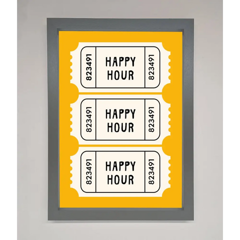 Happy Hour Mustard Framed Wall Art - A3 (29.7 x 42 cm) / Dark Grey - Framed Print